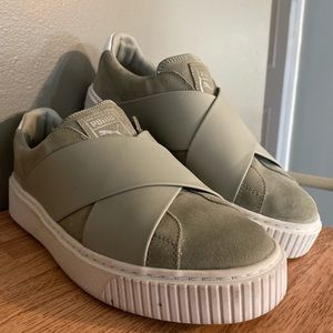 Olive Green Puma Sneaker Slide Ons